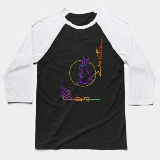 Abstract rabbit gradient line art. Baseball T-Shirt